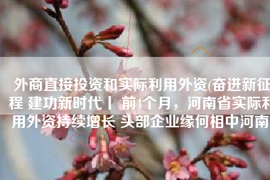 外商直接投资和实际利用外资(奋进新征程 建功新时代丨 前4个月，河南省实际利用外资持续增长 头部企业缘何相中河南)