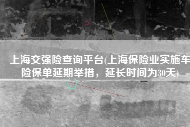 上海交强险查询平台(上海保险业实施车险保单延期举措，延长时间为30天)