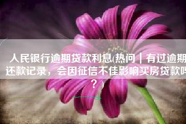 人民银行逾期贷款利息(热问｜有过逾期还款记录，会因征信不佳影响买房贷款吗？)