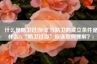 什么是防卫过当?正当防卫的成立条件是什么?(“防卫过当”应该如何理解？)