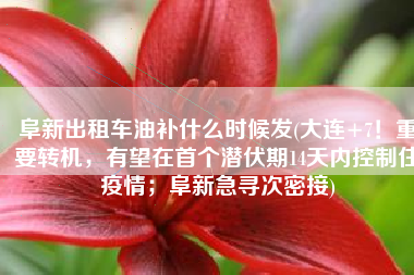 阜新出租车油补什么时候发(大连+7！重要转机，有望在首个潜伏期14天内控制住疫情；阜新急寻次密接)