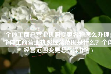 个体工商户营业执照变更名称怎么办理(个体工商营业执照经营范围是什么？个体经营范围变更怎么操作？)