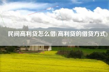 民间高利贷怎么借(高利贷的借贷方式)