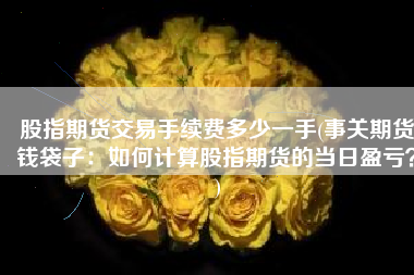 股指期货交易手续费多少一手(事关期货钱袋子：如何计算股指期货的当日盈亏？)
