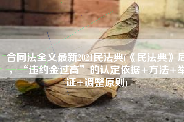 合同法全文最新2021民法典(《民法典》后，“违约金过高”的认定依据+方法+举证+调整原则)