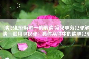 渎职犯罪解释一的解读(常见职务犯罪解读 | 滥用职权罪：具体案件中的渎职犯罪)