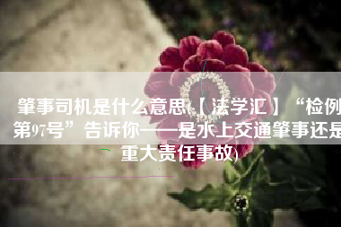 肇事司机是什么意思(【法学汇】“检例第97号”告诉你——是水上交通肇事还是重大责任事故)