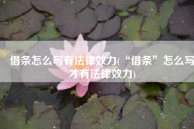 借条怎么写有法律效力(“借条”怎么写才有法律效力)