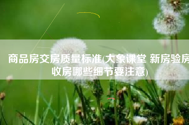 商品房交房质量标准(大象课堂 新房验房收房哪些细节要注意)