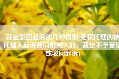 裁定驳回起诉的几种情形(无权代理的被代理人起诉合同相对人的，裁定不予受理或驳回起诉)