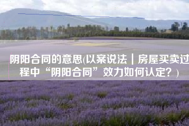 阴阳合同的意思(以案说法｜房屋买卖过程中“阴阳合同”效力如何认定？)