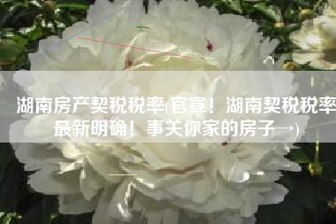 湖南房产契税税率(官宣！湖南契税税率最新明确！事关你家的房子→)