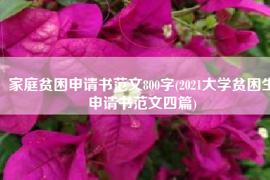 家庭贫困申请书范文800字(2021大学贫困生申请书范文四篇)
