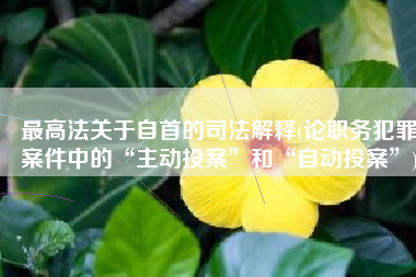 最高法关于自首的司法解释(论职务犯罪案件中的“主动投案”和“自动投案”)