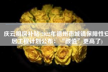 庆云租房补贴(2022年德州市城镇保障性安居工程计划公布：“颜值”更高了)