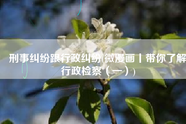 刑事纠纷跟行政纠纷(微漫画丨带你了解行政检察（一）)