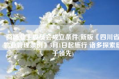 商场业主委员会成立条件(新版《四川省物业管理条例》5月1日起施行 诸多探索居于领先)