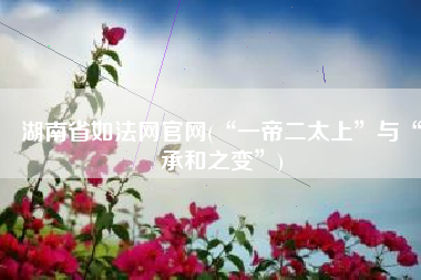 湖南省如法网官网(“一帝二太上”与“承和之变”)