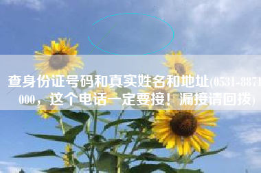 查身份证号码和真实姓名和地址(0531-88710000，这个电话一定要接！漏接请回拨)