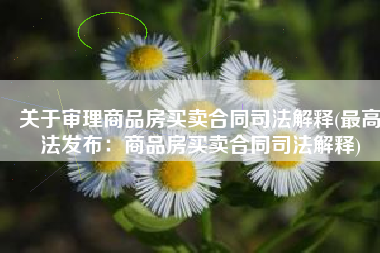 关于审理商品房买卖合同司法解释(最高法发布：商品房买卖合同司法解释)