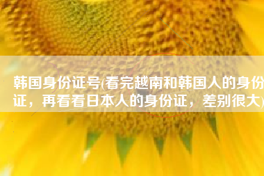 韩国身份证号(看完越南和韩国人的身份证，再看看日本人的身份证，差别很大)