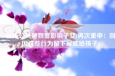 破坏公共财物罪影响子女(再次重申：别因这些行为留下案底给孩子)