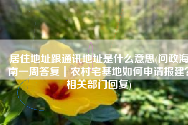 居住地址跟通讯地址是什么意思(问政海南一周答复｜农村宅基地如何申请报建？相关部门回复)