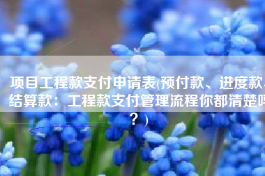 项目工程款支付申请表(预付款、进度款、结算款：工程款支付管理流程你都清楚吗？)
