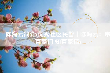 陈海云简介(优秀社区民警丨陈海云：串百家门 知百家情)