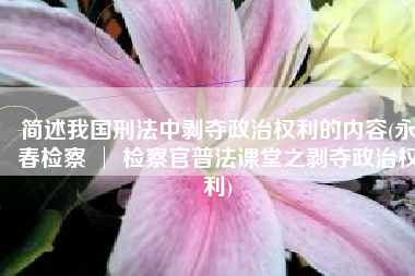简述我国刑法中剥夺政治权利的内容(永春检察 │ 检察官普法课堂之剥夺政治权利)
