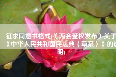 征求同意书格式(（两会受权发布）关于《中华人民共和国民法典（草案）》的说明)