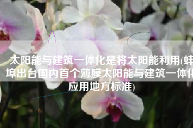 太阳能与建筑一体化是将太阳能利用(蚌埠出台国内首个薄膜太阳能与建筑一体化应用地方标准)