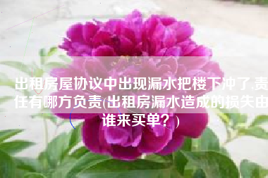 出租房屋协议中出现漏水把楼下冲了,责任有哪方负责(出租房漏水造成的损失由谁来买单？)