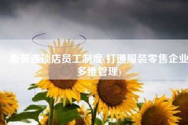 服装连锁店员工制度(打通服装零售企业多维管理)