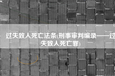 过失致人死亡法条(刑事审判编录——过失致人死亡罪)