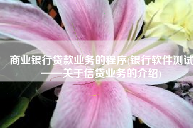 商业银行贷款业务的程序(银行软件测试——关于信贷业务的介绍)