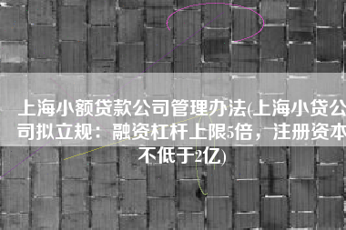 上海小额贷款公司管理办法(上海小贷公司拟立规：融资杠杆上限5倍，注册资本不低于2亿)