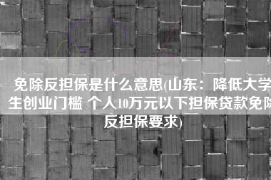 免除反担保是什么意思(山东：降低大学生创业门槛 个人10万元以下担保贷款免除反担保要求)