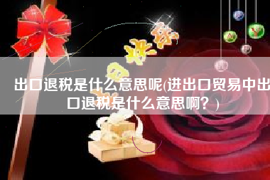 出口退税是什么意思呢(进出口贸易中出口退税是什么意思啊？)
