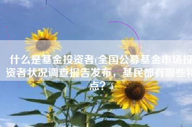 什么是基金投资者(全国公募基金市场投资者状况调查报告发布，基民都有哪些特点？)