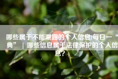 哪些属于不能泄露的个人信息(每日一“典” | 哪些信息属于法律保护的个人信息？)