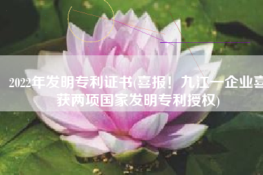 2022年发明专利证书(喜报！九江一企业喜获两项国家发明专利授权)