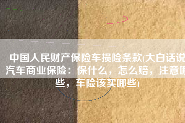 中国人民财产保险车损险条款(大白话说汽车商业保险：保什么，怎么赔，注意哪些，车险该买哪些)