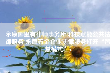 永康哪里有律师事务所(科技赋能公共法律服务 永康五金企业法律服务打开“智慧模式”)
