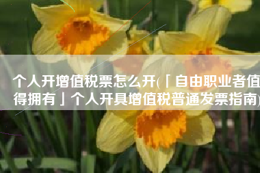 个人开增值税票怎么开(「自由职业者值得拥有」个人开具增值税普通发票指南)