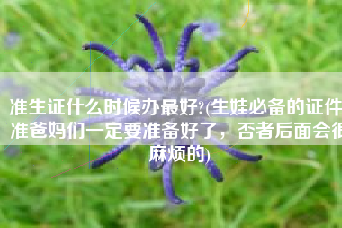 准生证什么时候办最好?(生娃必备的证件，准爸妈们一定要准备好了，否者后面会很麻烦的)
