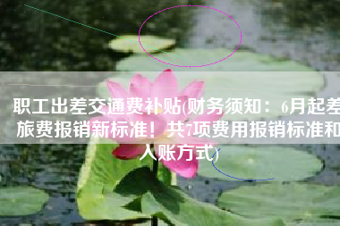 职工出差交通费补贴(财务须知：6月起差旅费报销新标准！共7项费用报销标准和入账方式)