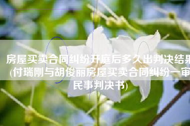 房屋买卖合同纠纷开庭后多久出判决结果(付瑞刚与胡俊丽房屋买卖合同纠纷一审民事判决书)