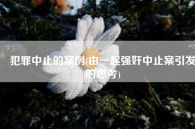 犯罪中止的案例(由一起强奸中止案引发的思考)