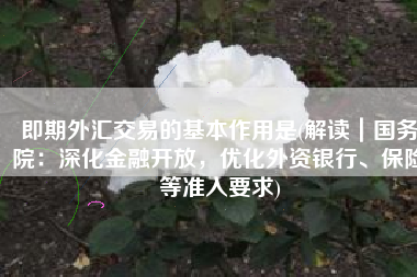即期外汇交易的基本作用是(解读｜国务院：深化金融开放，优化外资银行、保险等准入要求)
